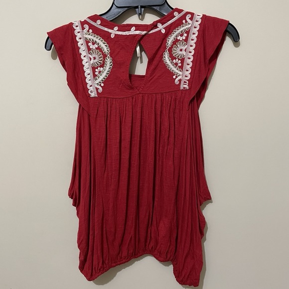 Free People Boho Embroidered Tank Top Size Small Elastic Waist Viscose Western - Picture 5 of 8
